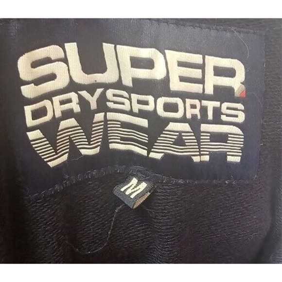 Superdry Hoodie Mens SZ M Blue Logo Pullover Long Sleeve Fleece Sweatshirt - Picture 4 of 7